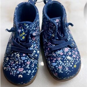 Size 3 baby girl blue floral boots